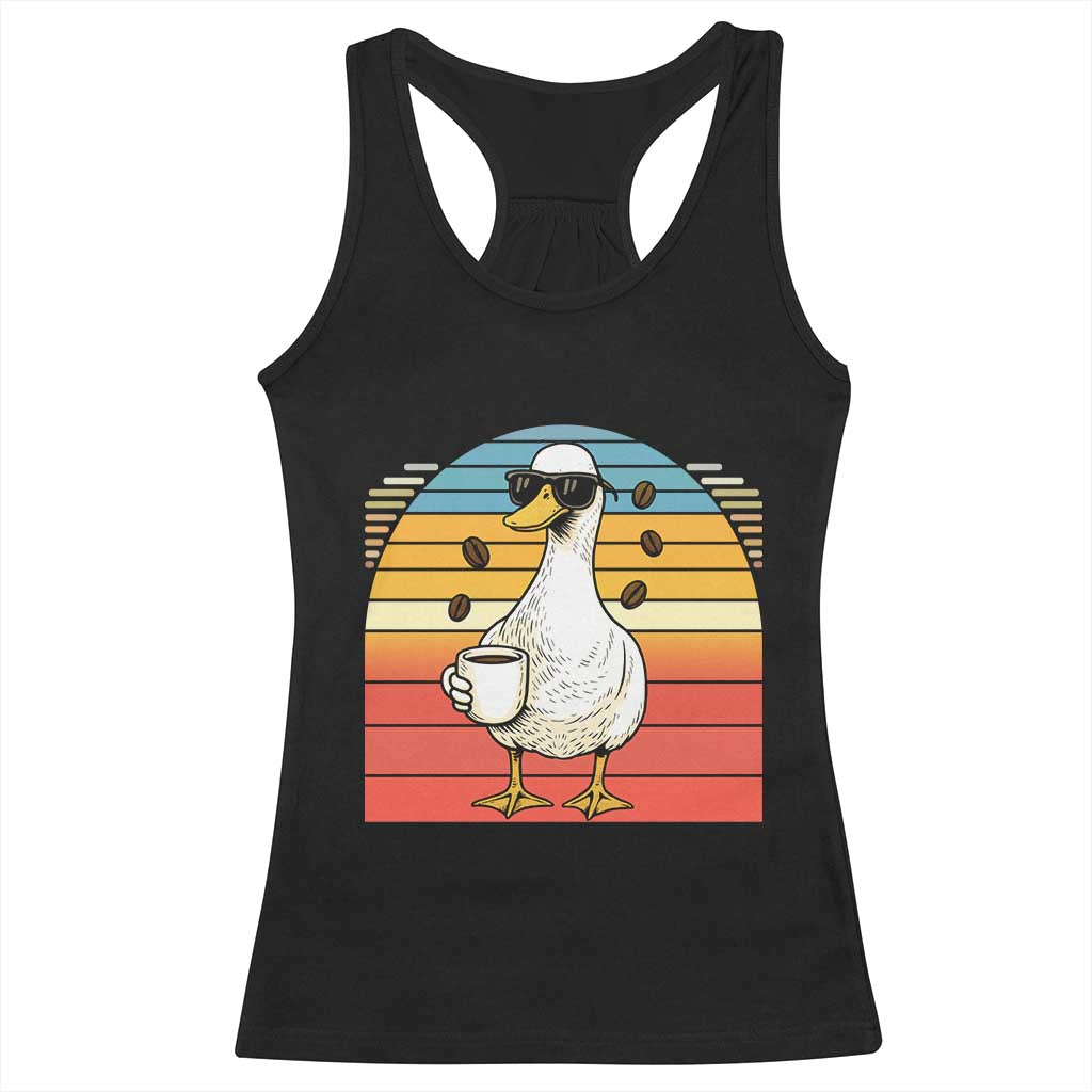 Funny Duck Drinking Racerback Tank Top Coffee Lover Gift TS12 Black Print Your Wear