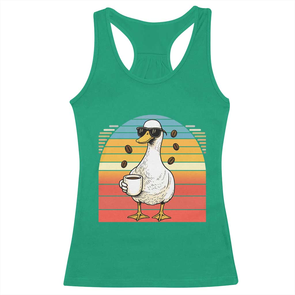 Funny Duck Drinking Racerback Tank Top Coffee Lover Gift TS12 Irish Green Print Your Wear