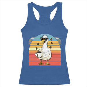 Funny Duck Drinking Racerback Tank Top Coffee Lover Gift TS12 Royal Blue Print Your Wear
