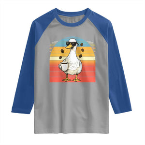 Funny Duck Drinking Raglan Shirt Coffee Lover Gift TS12 Sport Gray Royal Print Your Wear