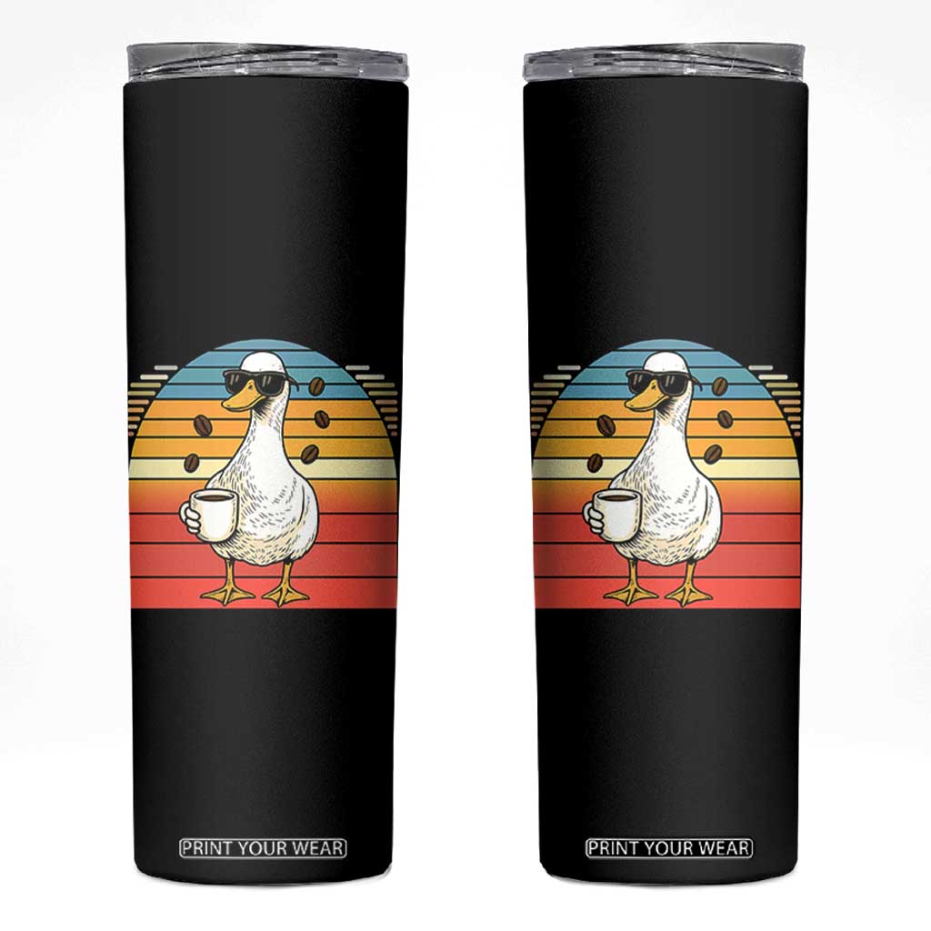 Funny Duck Drinking Skinny Tumbler Coffee Lover Gift TS12 Black Print Your Wear