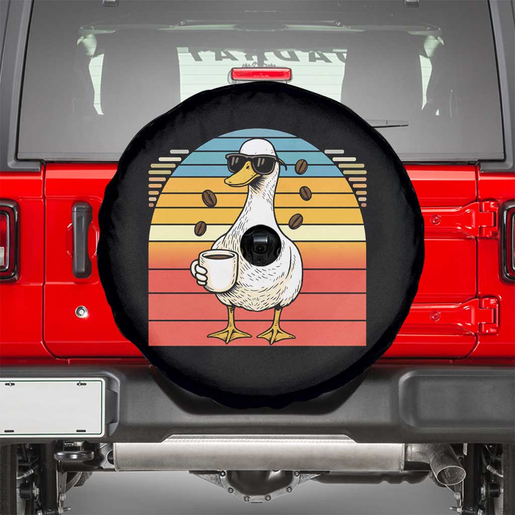 Funny Duck Drinking Spare Tire Cover Coffee Lover Gift TS12 Black Print Your Wear