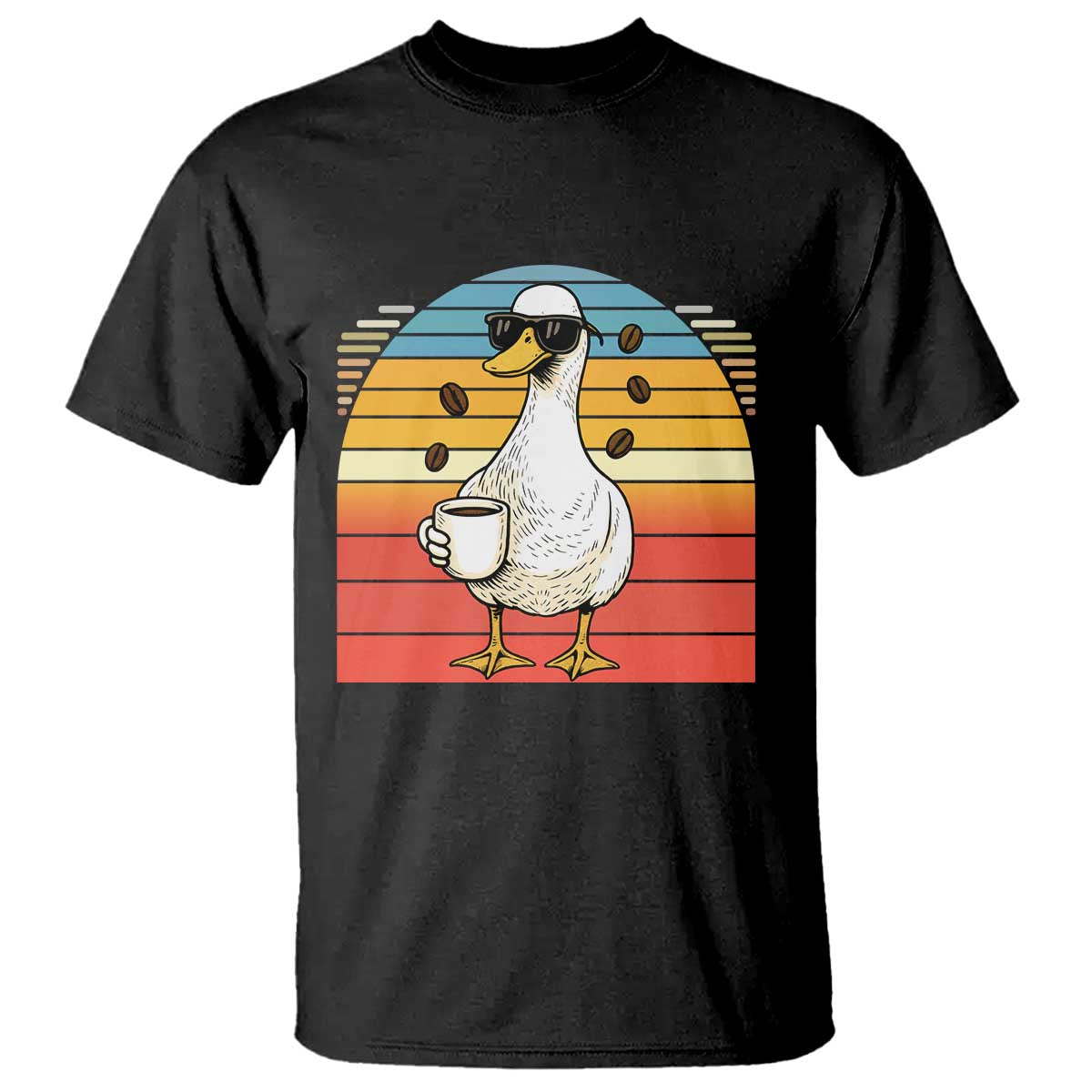 Funny Duck Drinking T Shirt Coffee Lover Gift TS12 Black Print Your Wear