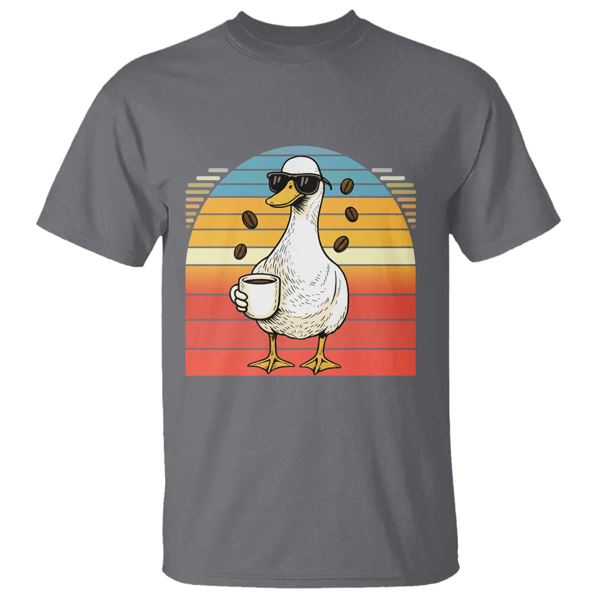 Funny Duck Drinking T Shirt Coffee Lover Gift TS12 Charcoal Print Your Wear