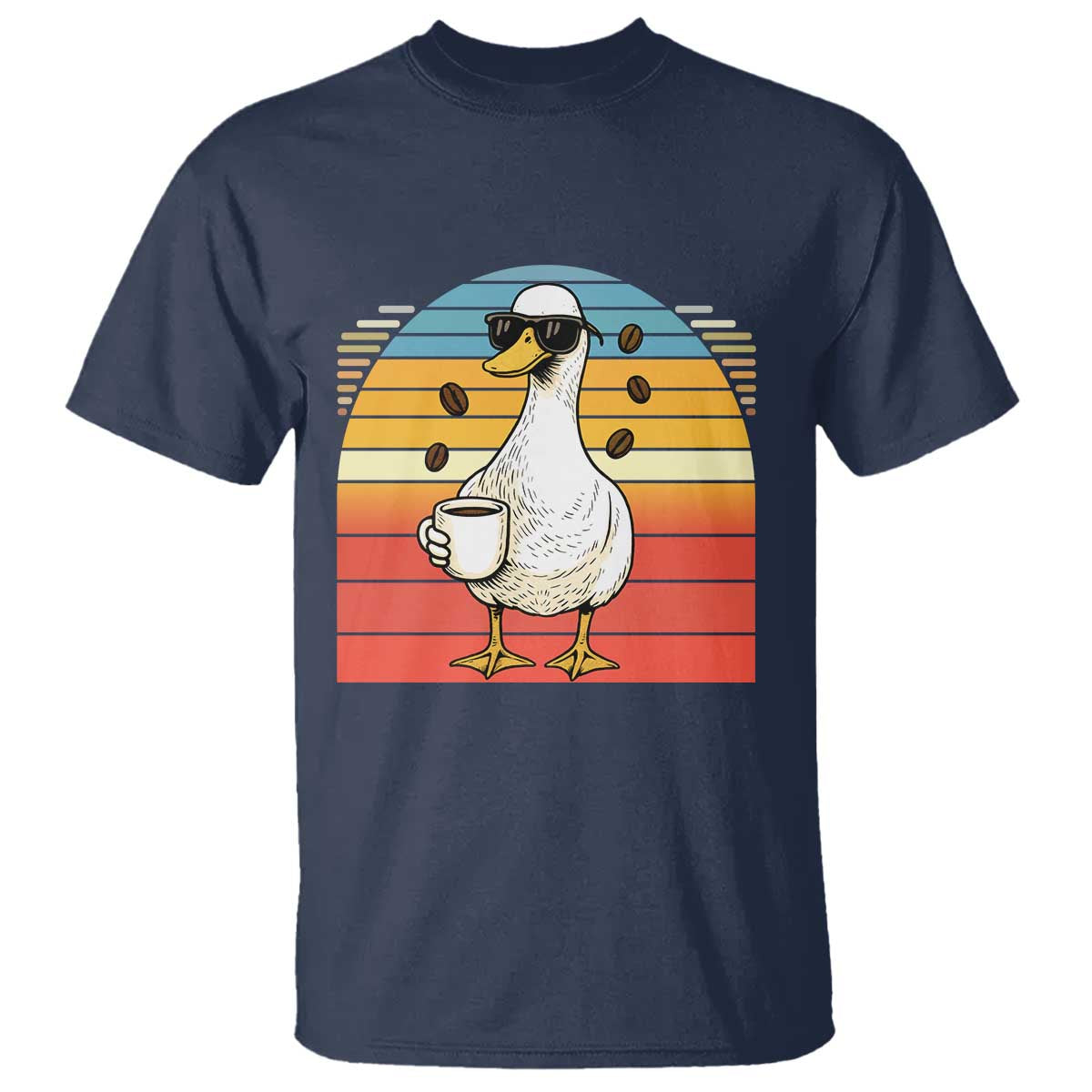 Funny Duck Drinking T Shirt Coffee Lover Gift TS12 Navy Print Your Wear