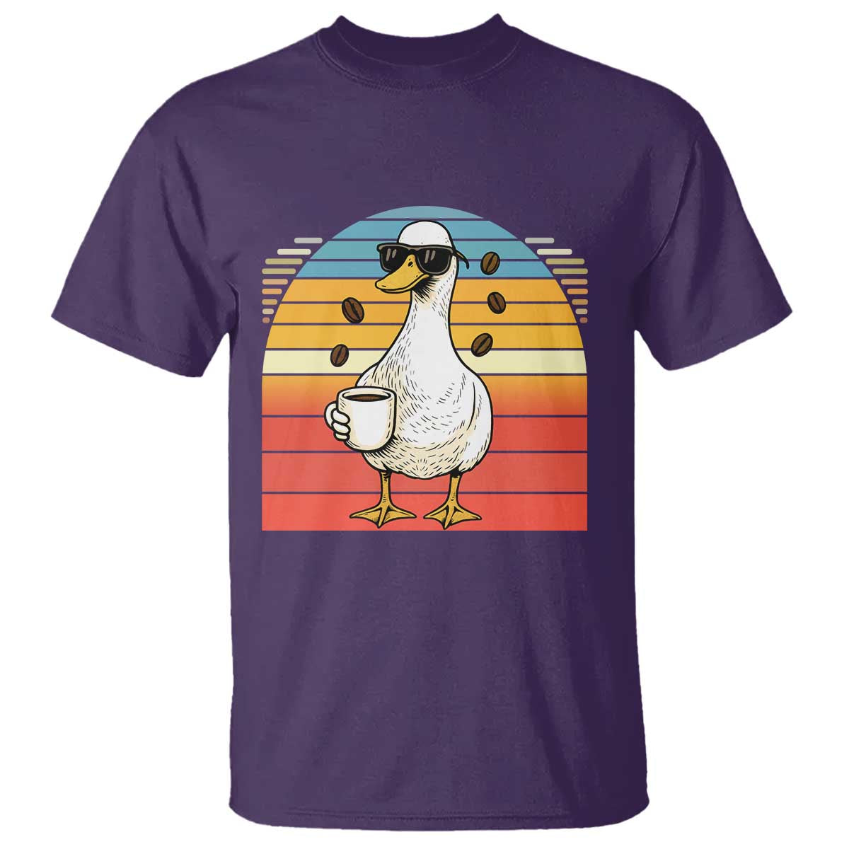 Funny Duck Drinking T Shirt Coffee Lover Gift TS12 Purple Print Your Wear