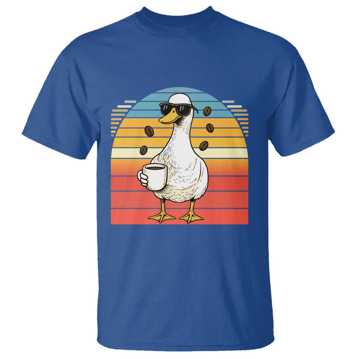Funny Duck Drinking T Shirt Coffee Lover Gift TS12 Royal Blue Print Your Wear