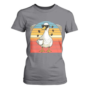 Funny Duck Drinking T Shirt For Women Coffee Lover Gift TS12 Charcoal Print Your Wear