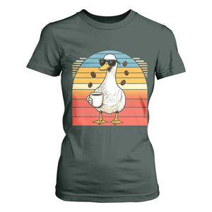 Funny Duck Drinking T Shirt For Women Coffee Lover Gift TS12 Dark Forest Green Print Your Wear