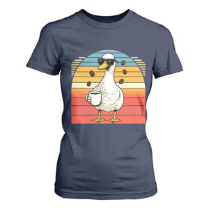 Funny Duck Drinking T Shirt For Women Coffee Lover Gift TS12 Navy Print Your Wear