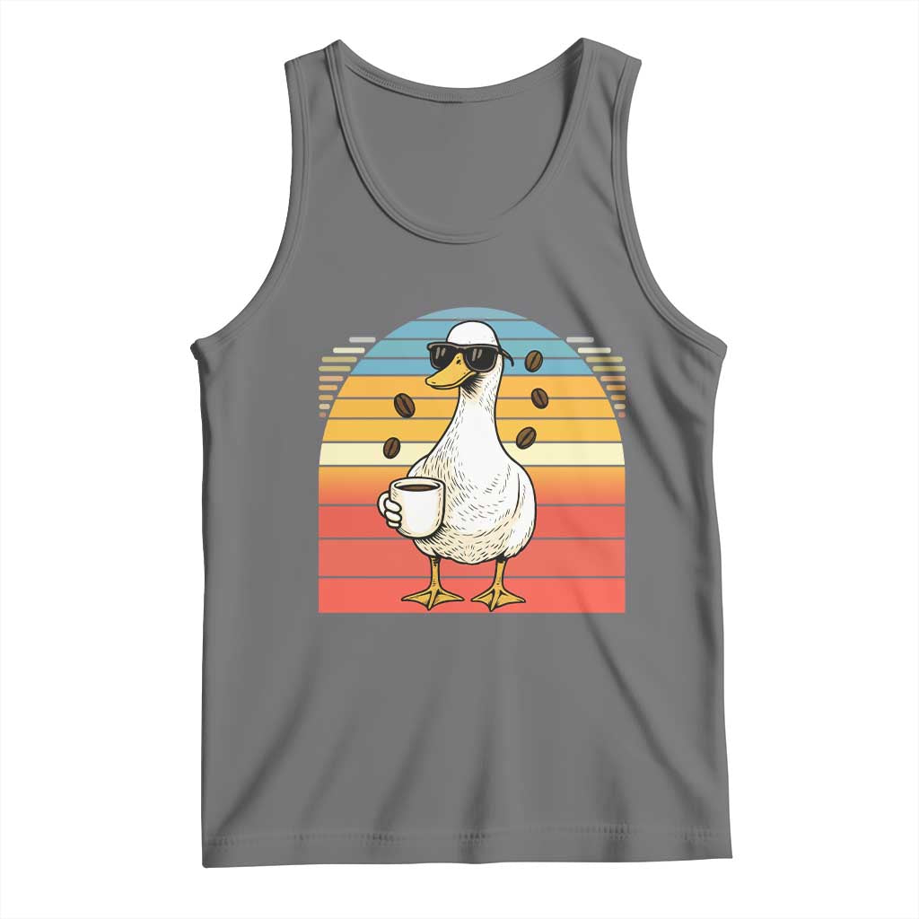 Funny Duck Drinking Tank Top Coffee Lover Gift TS12 Black Heather Print Your Wear