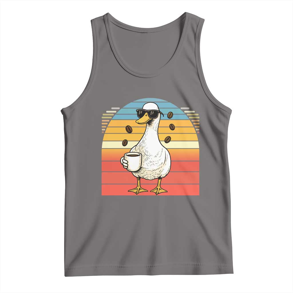 Funny Duck Drinking Tank Top Coffee Lover Gift TS12 Deep Heather Print Your Wear