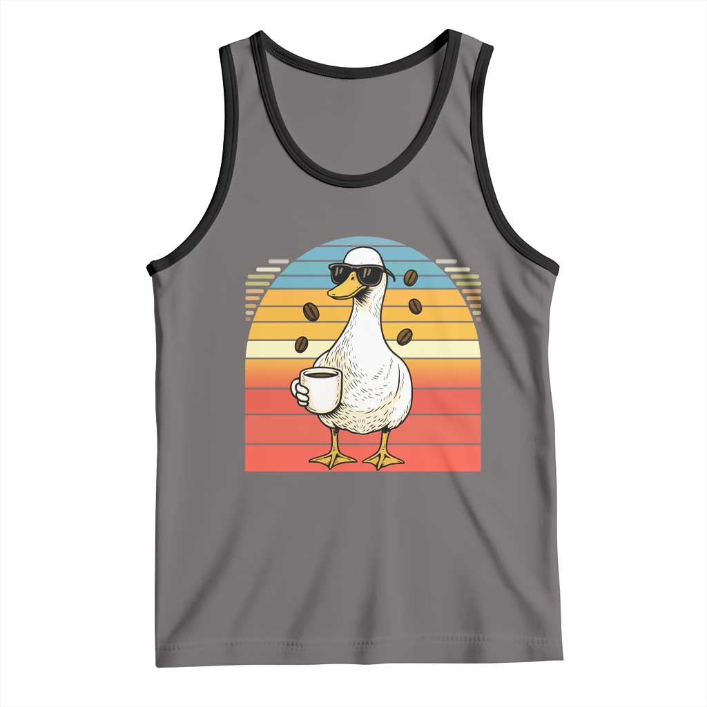 Funny Duck Drinking Tank Top Coffee Lover Gift TS12 Deep Heather Black Print Your Wear