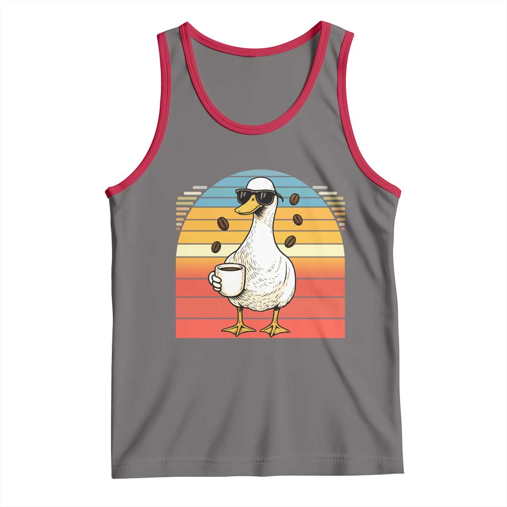 Funny Duck Drinking Tank Top Coffee Lover Gift TS12 Deep Heather Red Print Your Wear