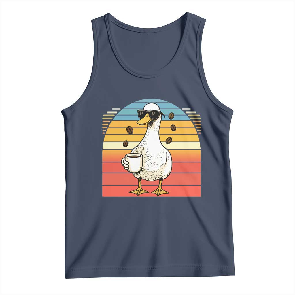 Funny Duck Drinking Tank Top Coffee Lover Gift TS12 Navy Print Your Wear