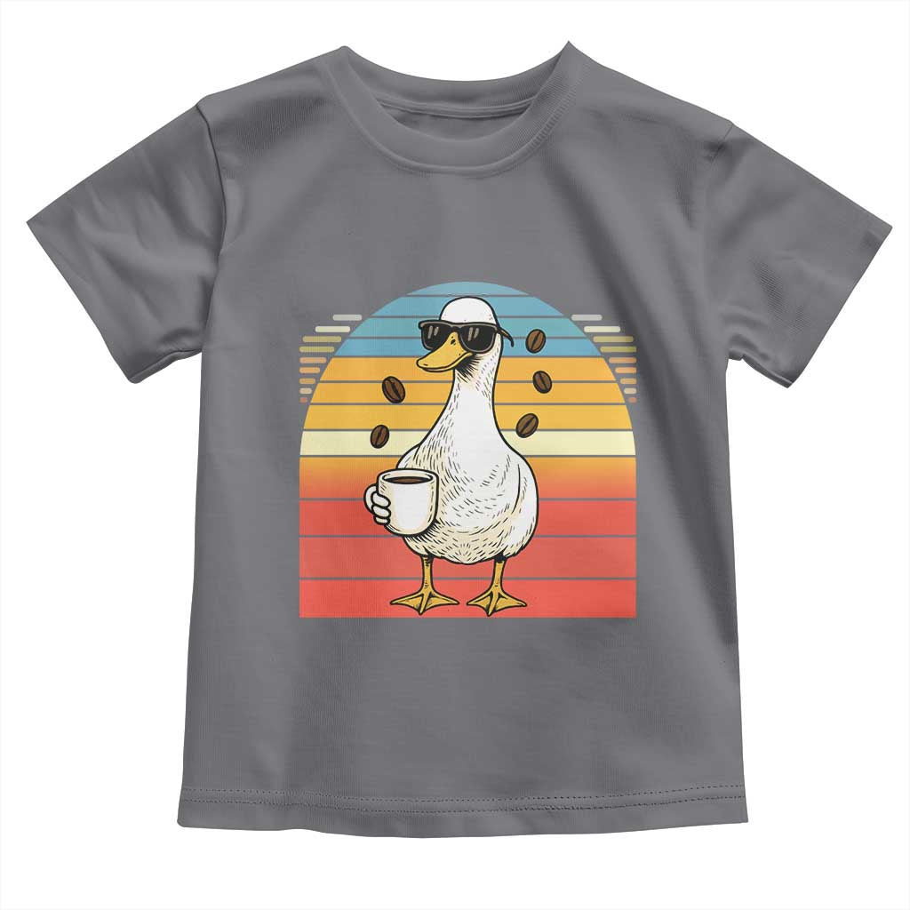 Funny Duck Drinking Toddler T Shirt Coffee Lover Gift TS12 Charcoal Print Your Wear