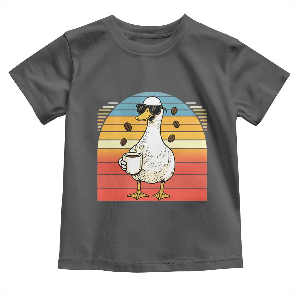 Funny Duck Drinking Toddler T Shirt Coffee Lover Gift TS12 Dark Heather Print Your Wear