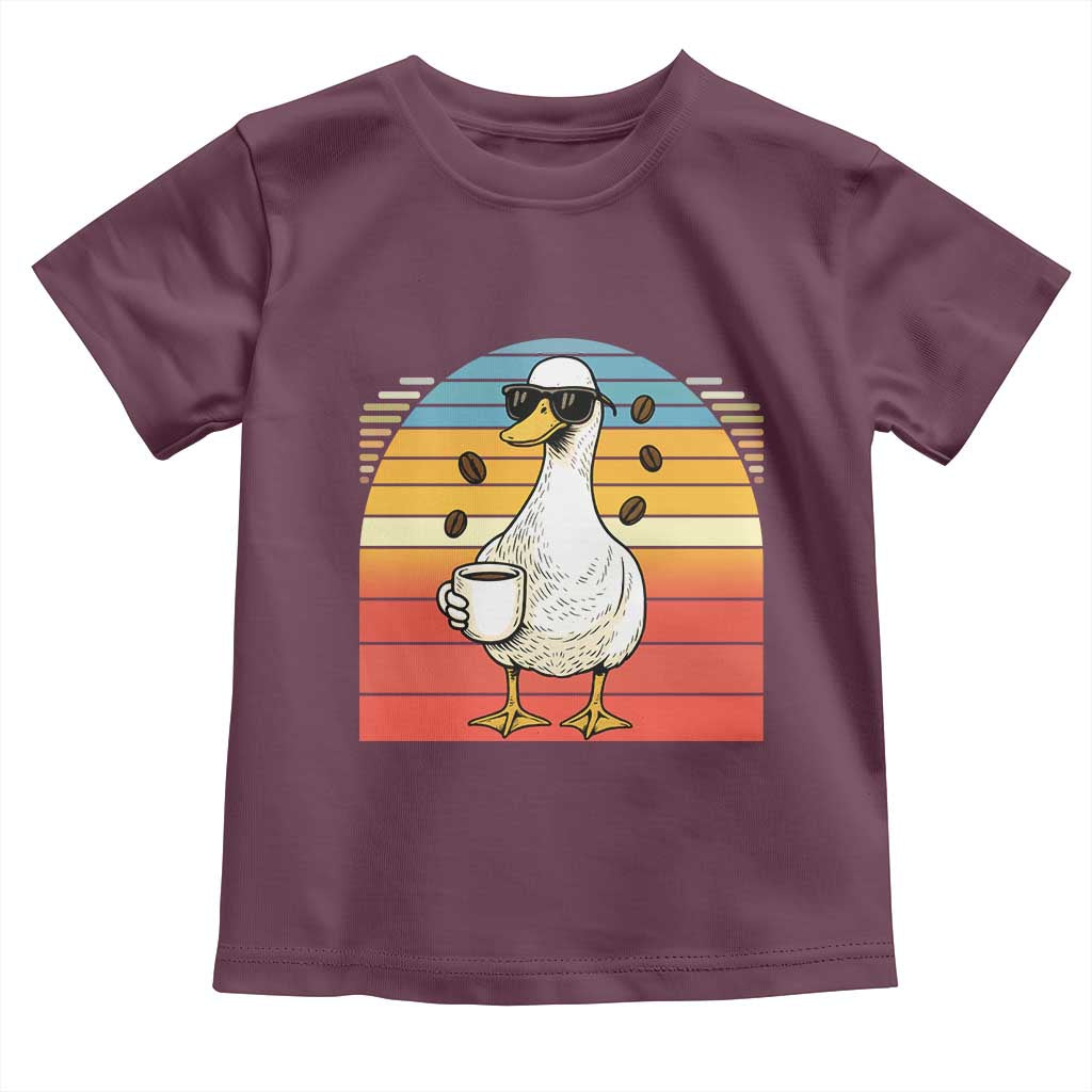 Funny Duck Drinking Toddler T Shirt Coffee Lover Gift TS12 Maroon Print Your Wear