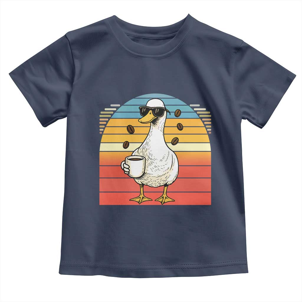 Funny Duck Drinking Toddler T Shirt Coffee Lover Gift TS12 Navy Print Your Wear