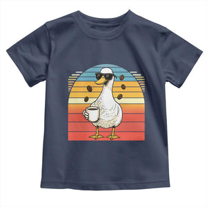 Funny Duck Drinking Toddler T Shirt Coffee Lover Gift TS12 Navy Print Your Wear