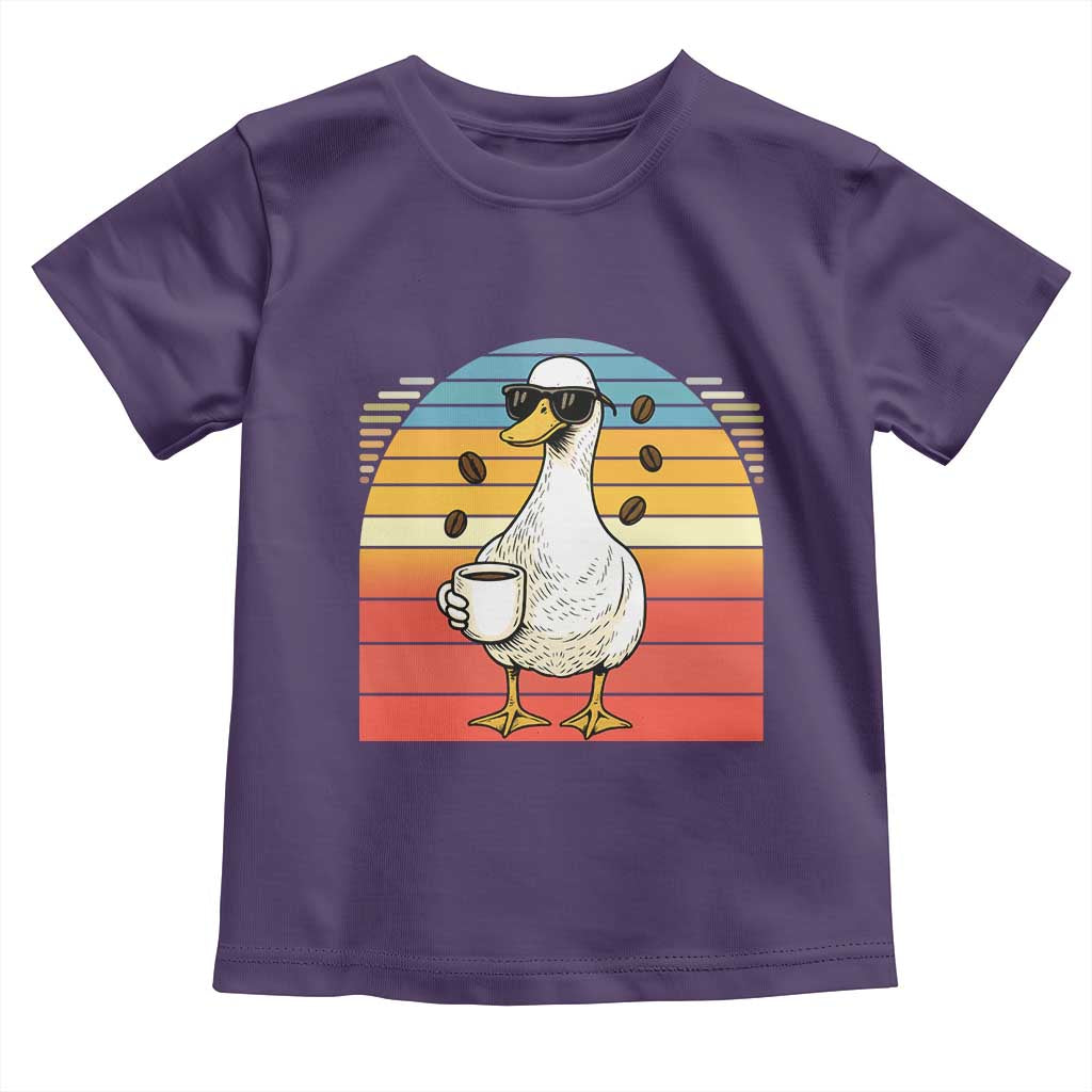 Funny Duck Drinking Toddler T Shirt Coffee Lover Gift TS12 Purple Print Your Wear