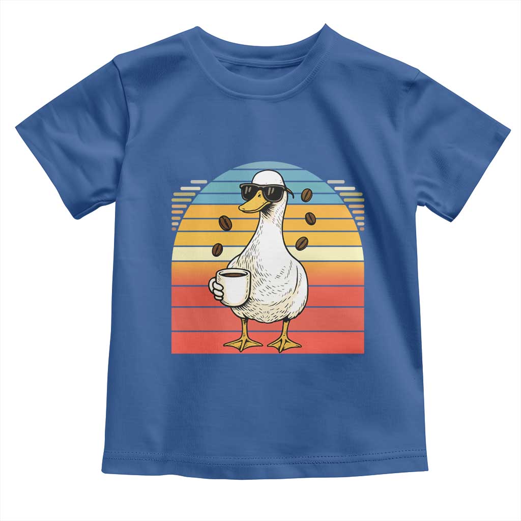 Funny Duck Drinking Toddler T Shirt Coffee Lover Gift TS12 Royal Blue Print Your Wear