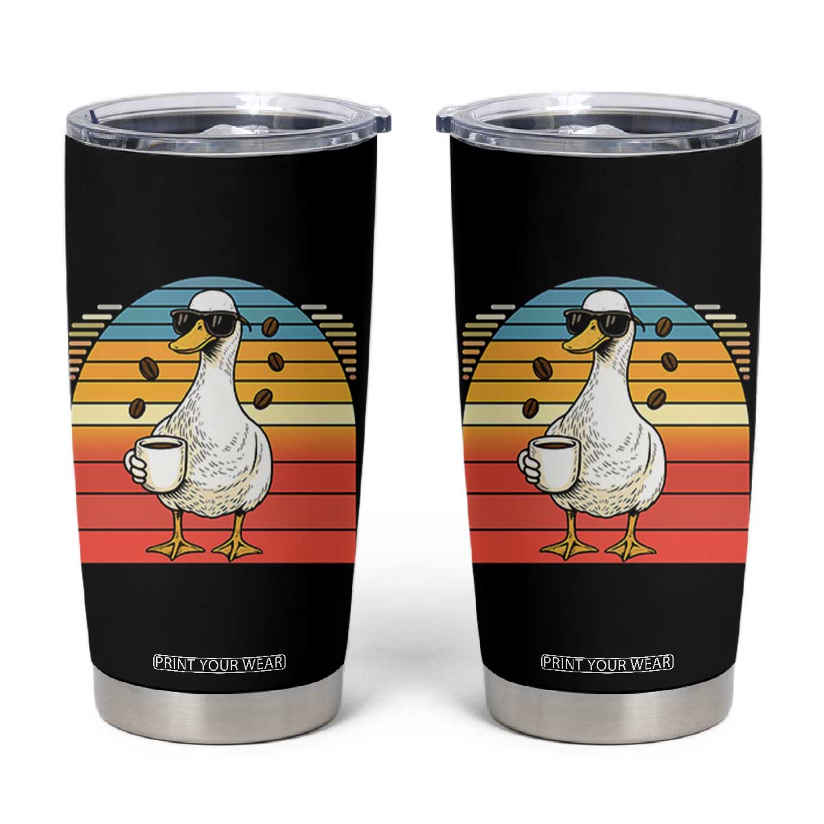 Funny Duck Drinking Tumbler Cup Coffee Lover Gift TS12 Black Print Your Wear