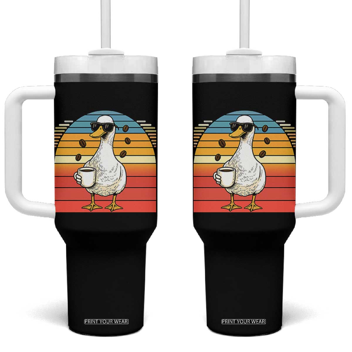 Funny Duck Drinking Tumbler With Handle Coffee Lover Gift TS12 One Size: 40 oz Black Print Your Wear