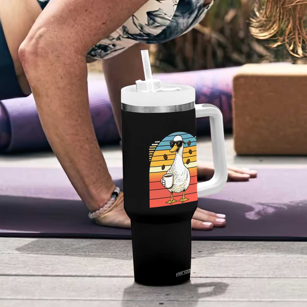 Funny Duck Drinking Tumbler With Handle Coffee Lover Gift TS12 Print Your Wear