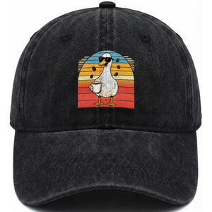Funny Duck Drinking Washed Cotton Baseball Cap Coffee Lover Gift TS12 Print Your Wear