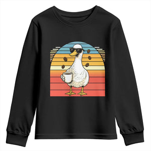 Funny Duck Drinking Youth Sweatshirt Coffee Lover Gift TS12 Black Print Your Wear