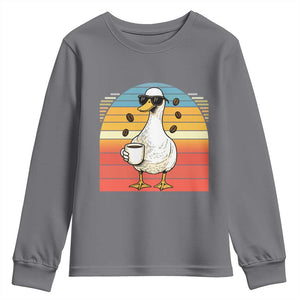 Funny Duck Drinking Youth Sweatshirt Coffee Lover Gift TS12 Charcoal Print Your Wear