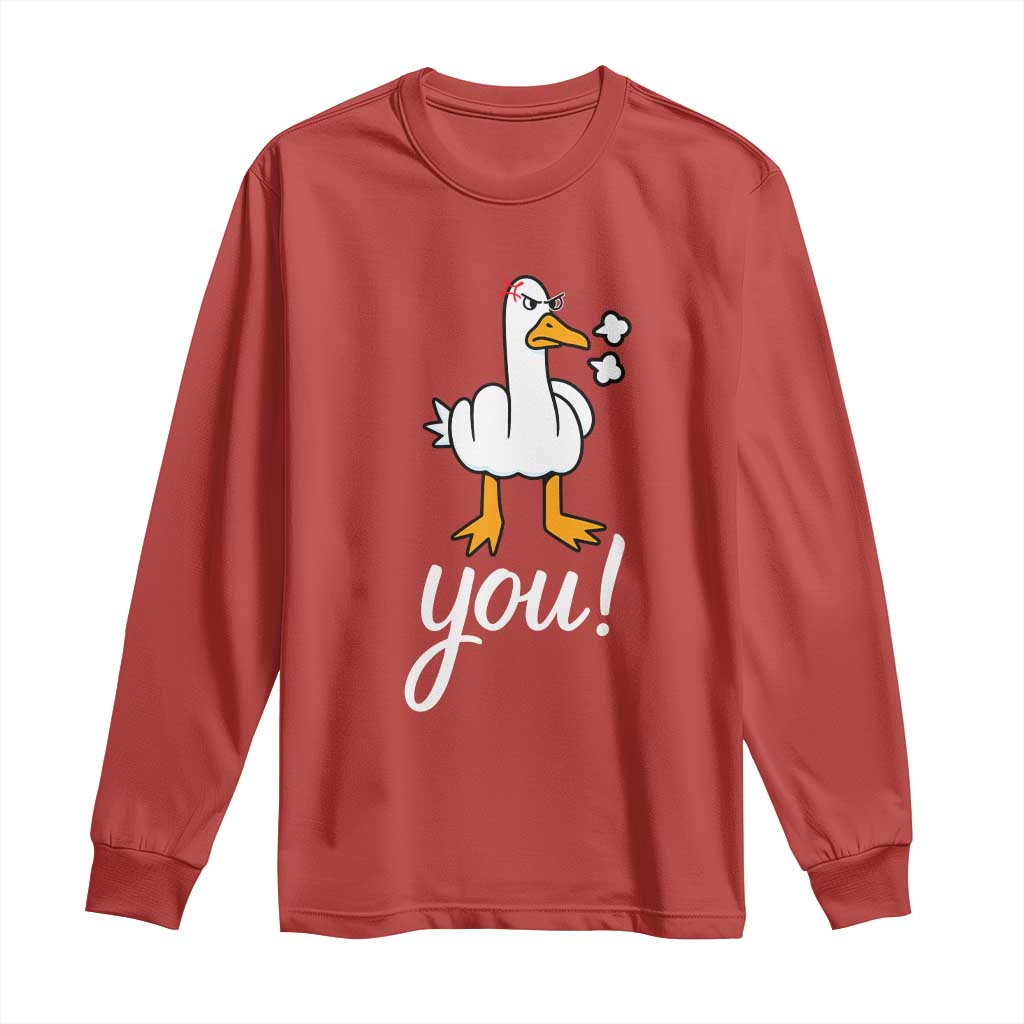 Funny Sarcastic Duck You Long Sleeve Shirt Farm Animal Gift TS12 Red Print Your Wear