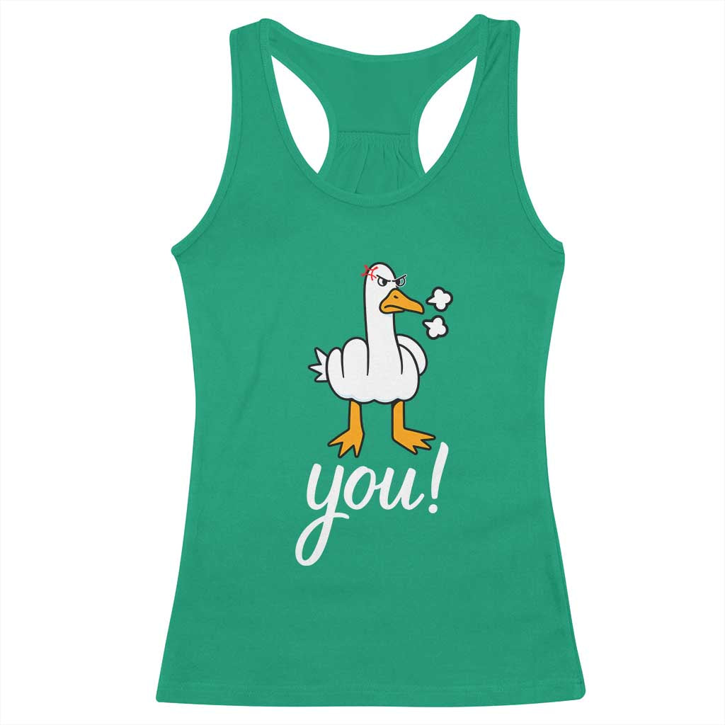 Funny Sarcastic Duck You Racerback Tank Top Farm Animal Gift TS12 Irish Green Print Your Wear