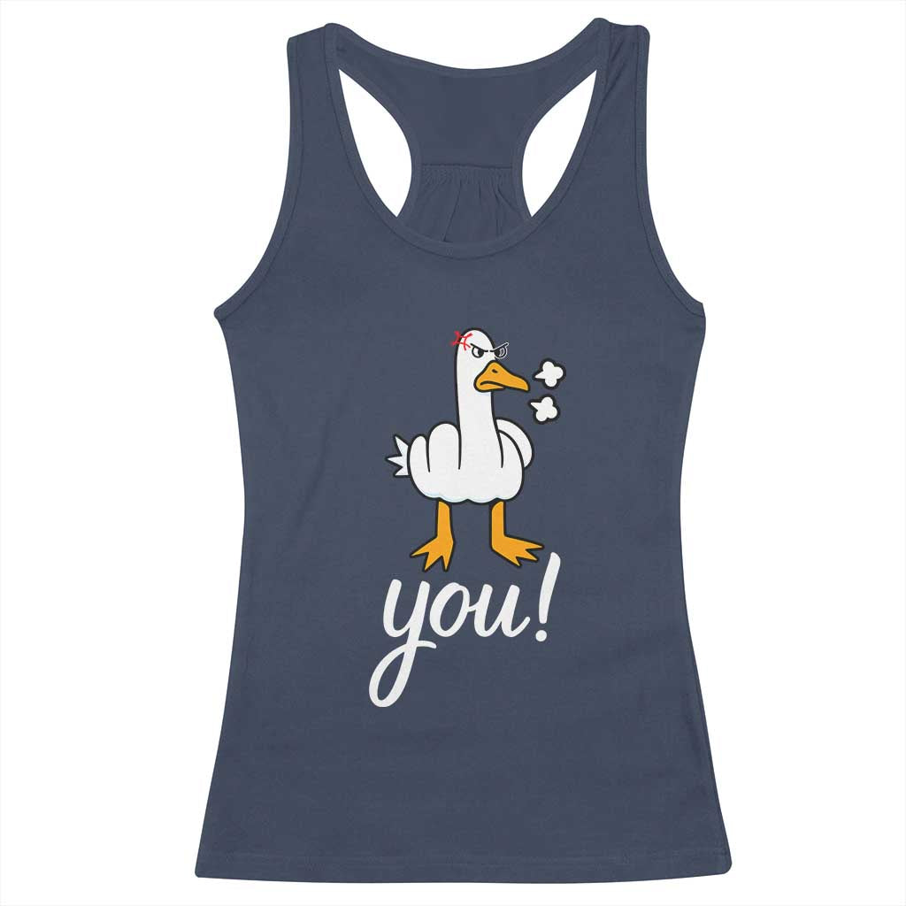 Funny Sarcastic Duck You Racerback Tank Top Farm Animal Gift TS12 Navy Print Your Wear