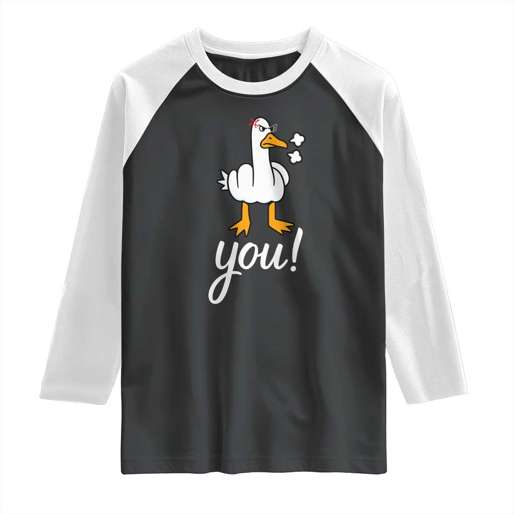 Funny Sarcastic Duck You Raglan Shirt Farm Animal Gift TS12 Black White Print Your Wear
