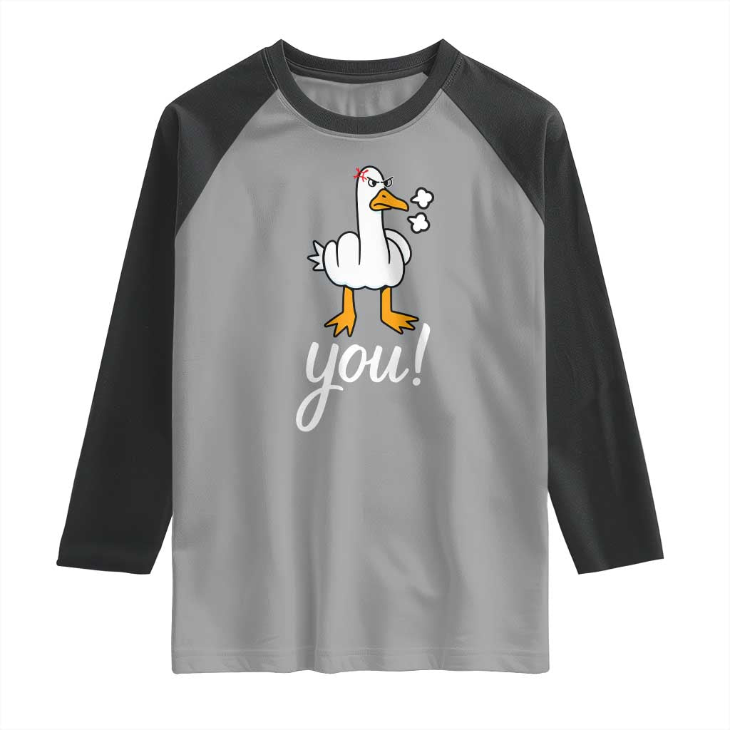 Funny Sarcastic Duck You Raglan Shirt Farm Animal Gift TS12 Sport Gray Black Print Your Wear