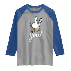 Funny Sarcastic Duck You Raglan Shirt Farm Animal Gift TS12 Sport Gray Royal Print Your Wear