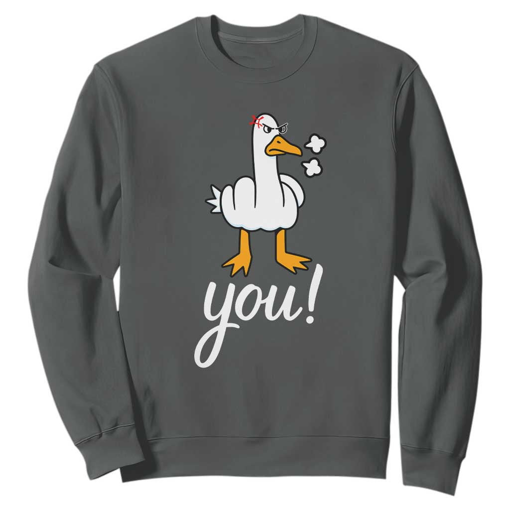 Funny Sarcastic Duck You Sweatshirt Farm Animal Gift TS12 Dark Heather Print Your Wear