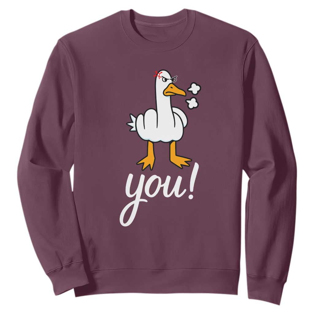Funny Sarcastic Duck You Sweatshirt Farm Animal Gift TS12 Maroon Print Your Wear