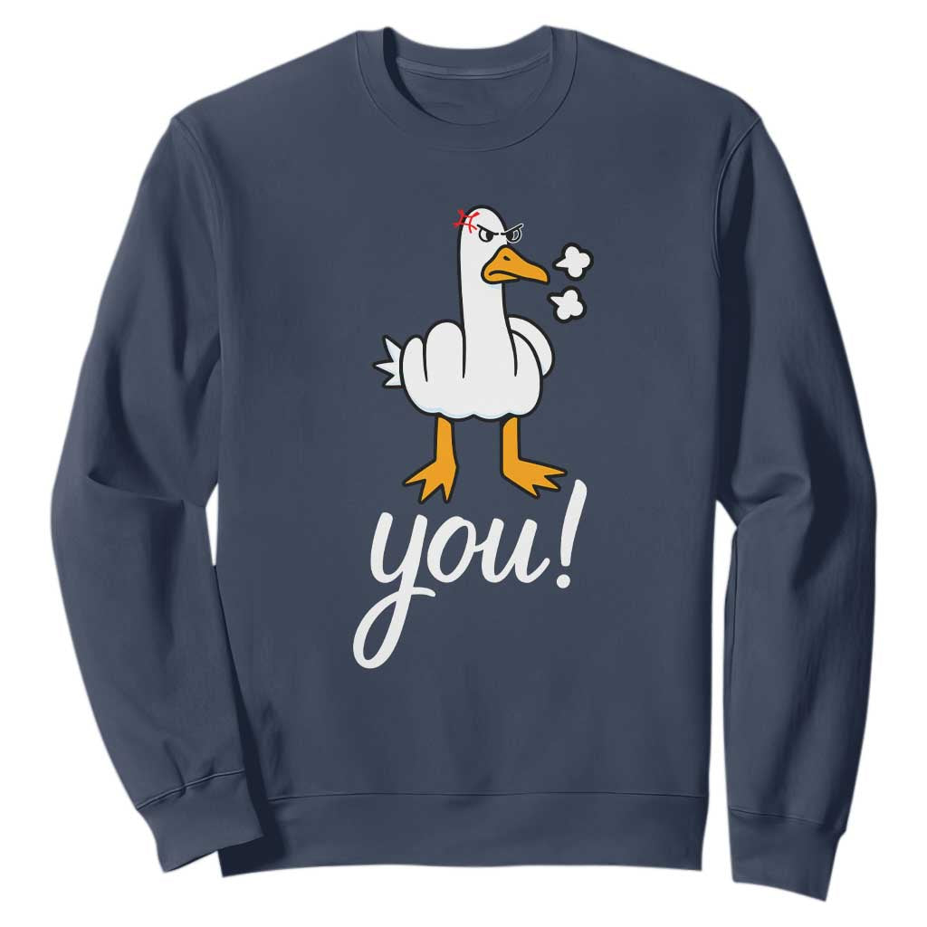 Funny Sarcastic Duck You Sweatshirt Farm Animal Gift TS12 Navy Print Your Wear