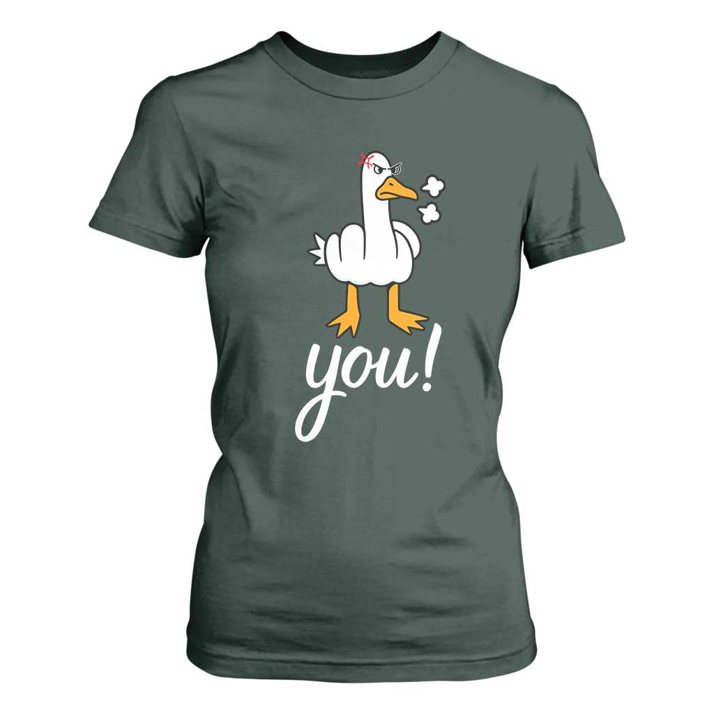 Funny Sarcastic Duck You T Shirt For Women Farm Animal Gift TS12 Dark Forest Green Print Your Wear