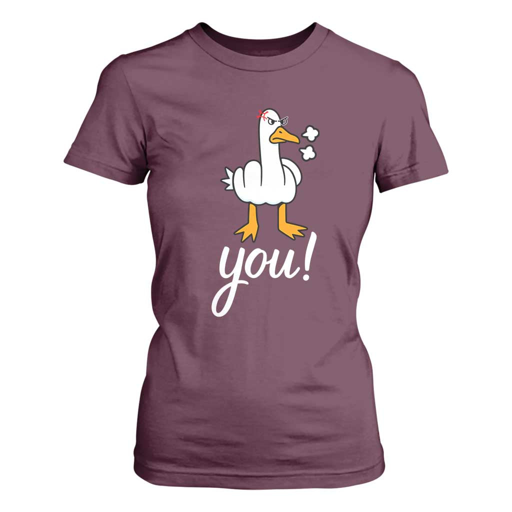 Funny Sarcastic Duck You T Shirt For Women Farm Animal Gift TS12 Maroon Print Your Wear