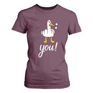 Funny Sarcastic Duck You T Shirt For Women Farm Animal Gift TS12 Maroon Print Your Wear
