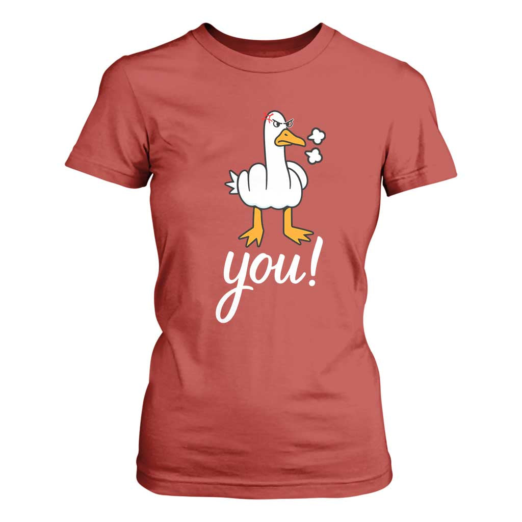 Funny Sarcastic Duck You T Shirt For Women Farm Animal Gift TS12 Red Print Your Wear