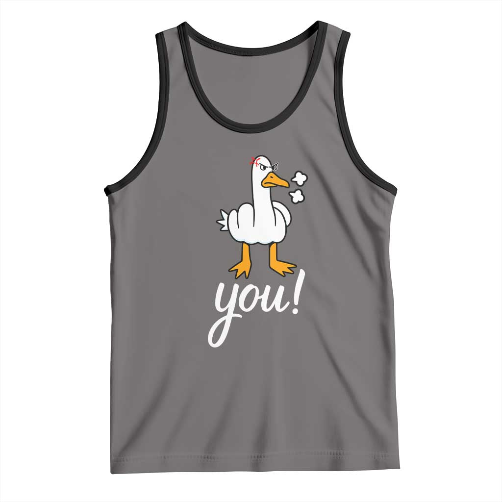 Funny Sarcastic Duck You Tank Top Farm Animal Gift TS12 Deep Heather Black Print Your Wear
