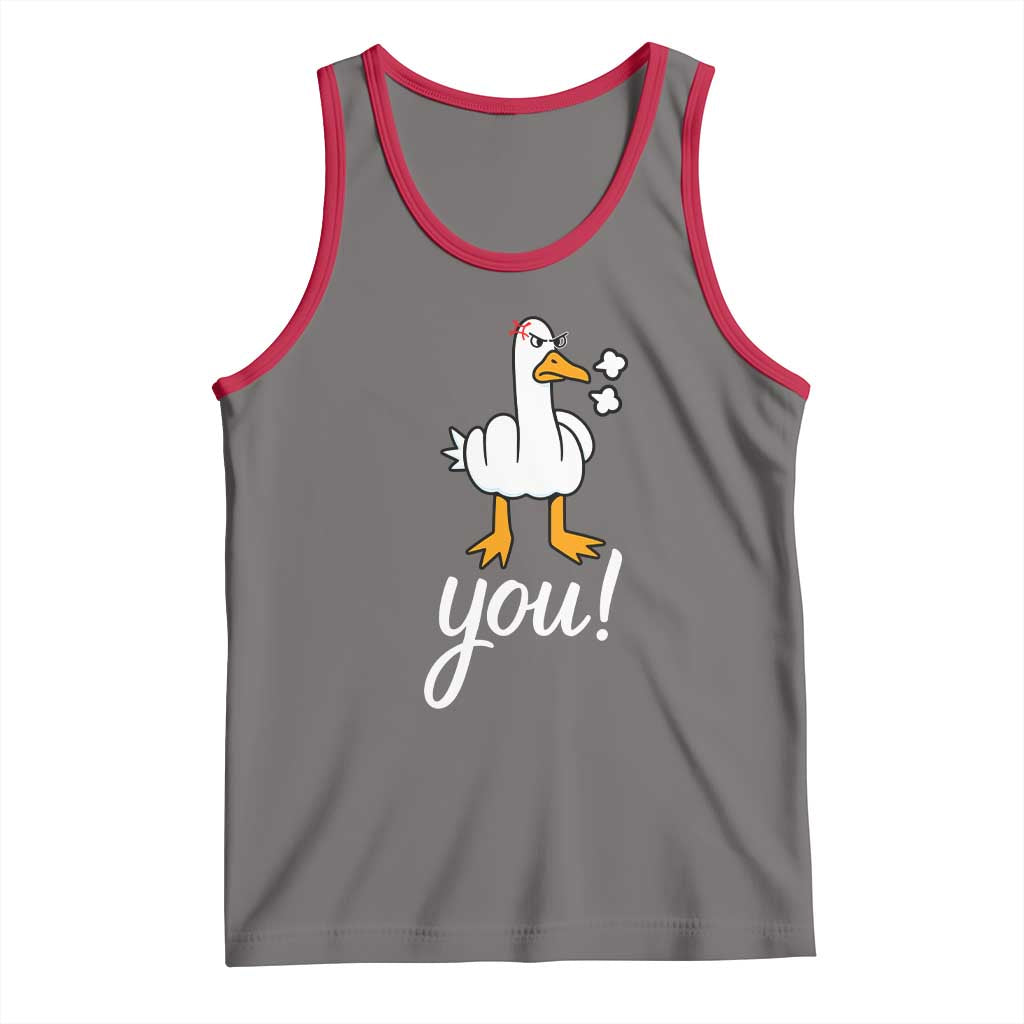 Funny Sarcastic Duck You Tank Top Farm Animal Gift TS12 Deep Heather Red Print Your Wear
