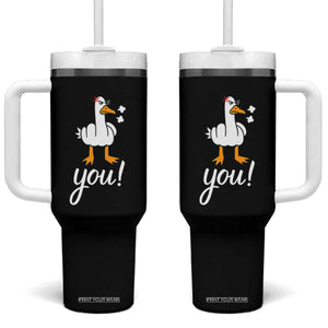 Funny Sarcastic Duck You Tumbler With Handle Farm Animal Gift TS12 One Size: 40 oz Black Print Your Wear
