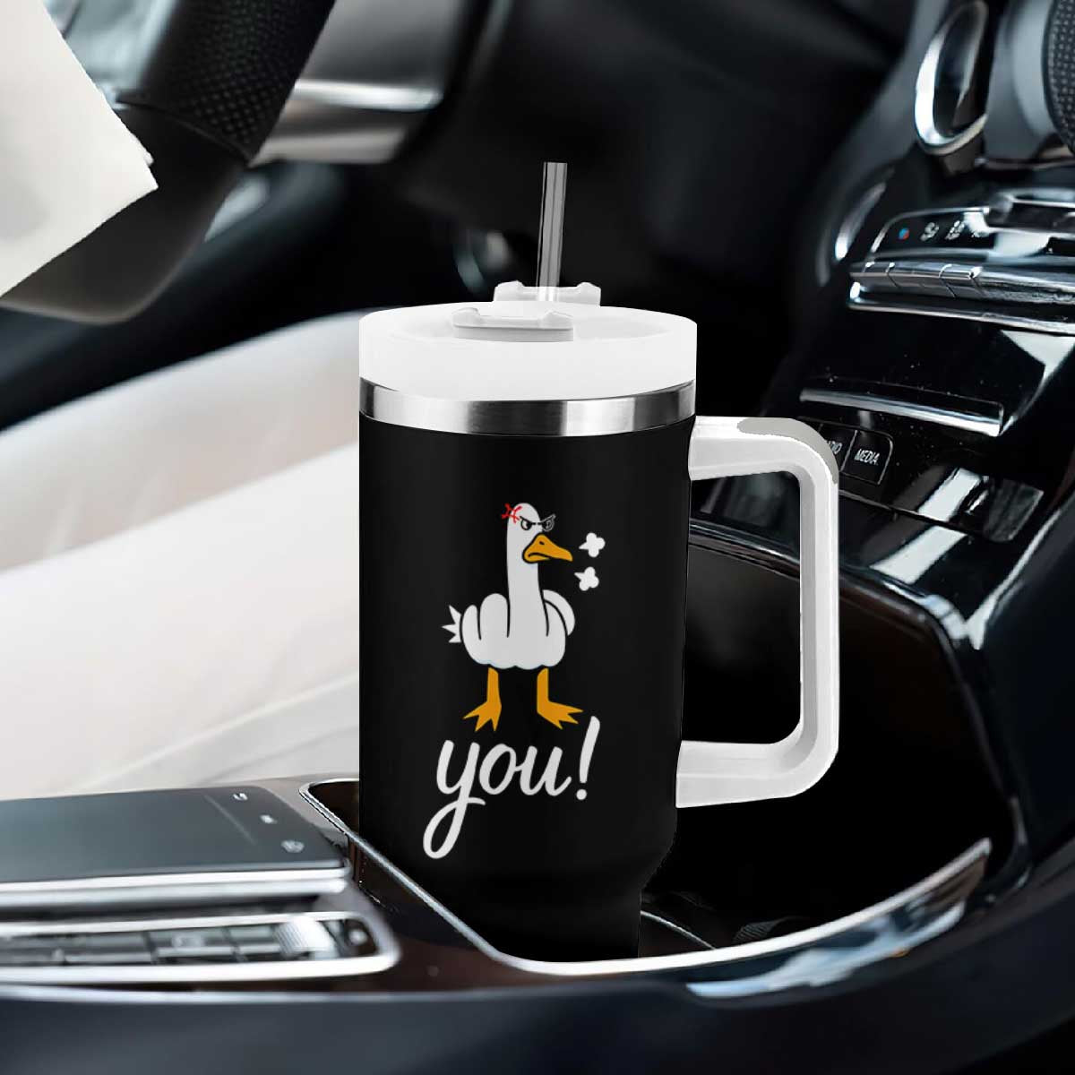 Funny Sarcastic Duck You Tumbler With Handle Farm Animal Gift TS12 Print Your Wear