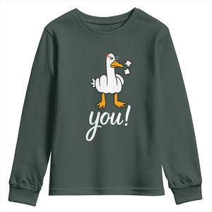 Funny Sarcastic Duck You Youth Sweatshirt Farm Animal Gift TS12 Dark Forest Green Print Your Wear